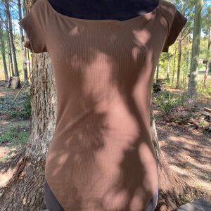 American Eagle Outfitters Brown Ribbed Top